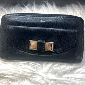 CHLOE continental wallet, signature bow, black